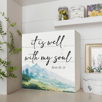 Psaume biblique « Il est bien, mon âme » – Décoration murale Art Déco chrétienne en bois pour table, bureau, maison, ferme