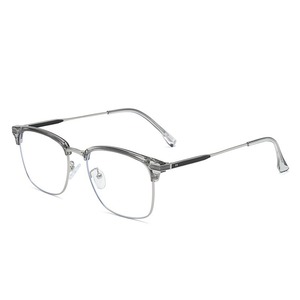 Montures de lunettes rectangulaires semi-cerclées pour hommes, anti-lumière bleue, légères, demi-monture TR90, gris clair C5 - Product Image 4