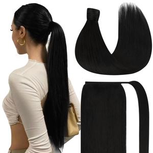 Extensiones de Cabello Humano Remy Brasileño Virgen Sin Procesar 100g Cola de Caballo Completa con Clip Doble Trama a Máquina Sin Enredos - Product Image 1