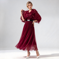 Abito da Gala Plissettato di Lusso, Spedizione in 7 Giorni, Romantico Abito Trasparente in Organza, Elegante Abbigliamento per Ospiti di Matrimonio, Boutique