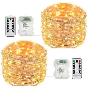 2 pacotes de LEDs personalizados à prova d'água operados por bateria 50 LEDs flexíveis de 16,4 pés Mini fio de cobre para luzes de fada