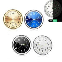 Jam dasbor mobil, dekorasi Interior jam Mini portabel, ornamen jam tangan Analog bercahaya untuk mobil
