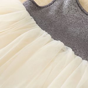 Vestido de gasa con volantes para niñas, estilo dulce, color liso, falda en línea A para niñas - Product Image 3