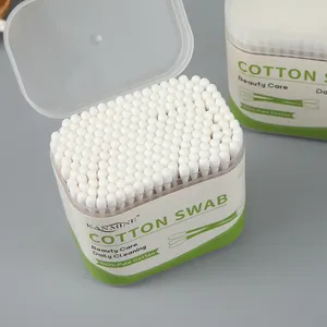 Fabricant de Offre Spéciale 200 pièces double tête q conseils coton-tige contenants en plastique bâtons de bambou coton écouteurs