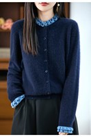 Maßgeschneiderter Winter-Casual-Kaschmir-Cardigan für Damen, lockerer Knopf-Mantel im Joker-Stil, Strickoberteil mit Holzohren-Design