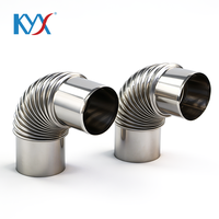 Coude flexible ondulé en acier inoxydable pour usine, 45/90 degrés, raccord de tuyau d'échappement pour hotte aspirante et chauffe-eau à gaz