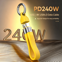 Kabel USB4 Tipe-C ke Tipe-C dengan Pengisian Cepat 240WPD, Transfer Data 40Gbps, Output Video 8K, Kabel Portabel Gantungan Kunci untuk Ponsel