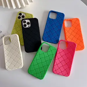 Wholesale 3D silicone phone case for iphone grid back cover TPU shockproof phone case.