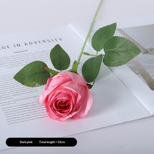 Roses artificielles en gros pour mariage, anniversaire, décoration intérieure, décorations de roses en soie à bords brûlés en stock - Product Image 6