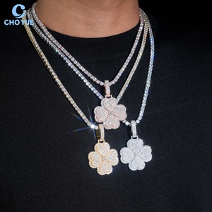 Hot Sale Lucky Clover Design Moissanite Pendant 18K Gold Plated Luxury <b>Charm</b> GRA Certified Flower Women's Jewelry - Product Image 5