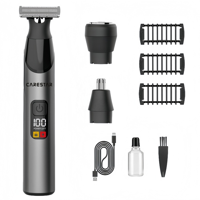 3 in 1 Men Grooming Kit IPX6 Waterproof Men Shaver for Beard Body Nose Ear Hair Trimming Rechargeable Electric Shaver