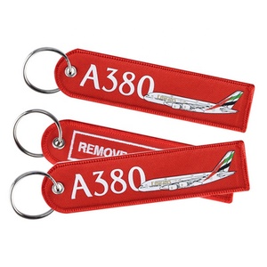 Custom Logo Embroidered Flight Twill Keychains & Carabiners Dual-Sided Imprint on Promotional Product