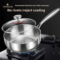 Casserole moderne en acier inoxydable KENGQ avec revêtement antiadhésif en céramique et couvercle en verre, capacité de 1 à 2 L pour cuisinières à gaz et à induction