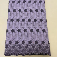 Tissu en dentelle de coton africain violet avec broderie florale et strass, tissu en dentelle suisse pour robes de femmes