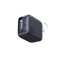 Chargeur mural rapide Baseus 67W PD avec câble USB-C rétractable intégré, adaptateur secteur de voyage 3 ports avec prise pliable pour ordinateur portable et téléphone