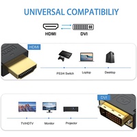 Câble coaxial blindé en PVC plaqué or bidirectionnel DVI mâle-mâle pour transmission vidéo Full HD 1080P 3D pour DVD