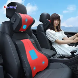 Muchkey kursi pijat pemanasan dapat disesuaikan Universal Fit tempat duduk 3D busa memori bantal leher mobil dukungan sandaran kepala bantal perjalanan