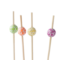 Brochette perlée créative pour les pics de fruits en bambou de fête avec des bâtons de cocktail fantaisie de football en plastique coloré