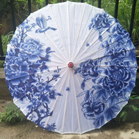 Parapluie de mariage Z28, papier à l'huile blanche, parapluie de danse en bambou, Art déco, Parasol artisanal, Parasol en tissu chinois