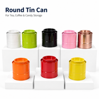 En stock, boîte ronde empilable en métal avec couvercle à double niveau, pour le stockage du thé, du café, des bonbons, du chocolat, couleur unie, logo personnalisé