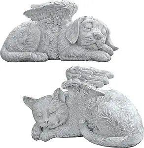 Cane angelo Pet Memorial regali lapide omaggio statua in resina cane gatto statua commemorativa