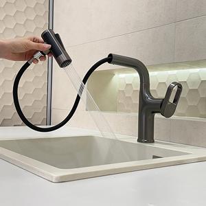 Robinet de lavabo moderne relevable en laiton massif à poignée unique, garantie 5 ans pour hôtels et appartements (vente en gros) - Product Image 2