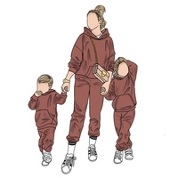 Ensemble de 3 pièces personnalisé en fibre de protéine de lait de couleur unie, ensemble de sweat-shirts décontractés pour maman et moi, tenues assorties pour la famille