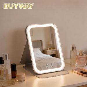 Wholesale Travel Makeup <strong>Mirror</strong> with LED Light Portable Foldable Cosmetic <strong>Mirror</strong> <strong>Compact</strong> Make up <strong>Mirror</strong> Brightness Adjustable - Product Image 1