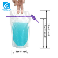 Sac de jus PE transparent de 500ml | Pochette debout avec logo personnalisé avec emballage de boisson jetable de paille de 8oz