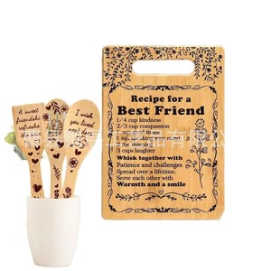Ensemble de planches à découper en bambou, 4 pièces, ustensile de cuisine avec recette gravée, cadeau souvenir pour meilleur ami - Product Image 3