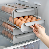 Gardien de fraîcheur gris 2 tiroirs en plastique 32 grille porte-oeufs pour réfrigérateur réfrigérateur plateau à oeufs conteneurs organisateur