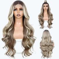Peluca frontal de encaje HD 13x6 al por mayor, cabello humano virgen vietnamita, onda corporal, color ombré con reflejos, sin pegamento, pre-arrancada, línea de cabello natural
