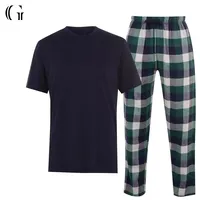 Оптовая продажа, Мужская одежда для сна, мягкая хлопковая рубашка с фланелевыми брюками, комплект пижам, Индивидуальные пижамы для мужчин
