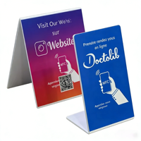 Soporte de Mesa Acrílico NFC Personalizable con Pantalla Táctil a Color y Código QR para Reseñas de Google, Menús de Restaurantes y Seguimiento en Redes Sociales