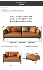 Moderno Juego de Sofá de Cuero Marrón de <span class=keywords><strong>3</strong></span> <span class=keywords><strong>Plazas</strong></span>, Sillón Otomano, Muebles de Sala de Estar de Lujo, Asientos Espaciosos - Product Image 6