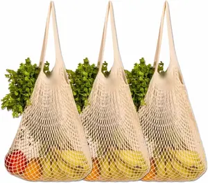 Individuelle tragbare Netz-Einkaufstasche Lebensmittel-Tote-Tasche Baumwoll-Netzbeutel für Obst Gemüse
