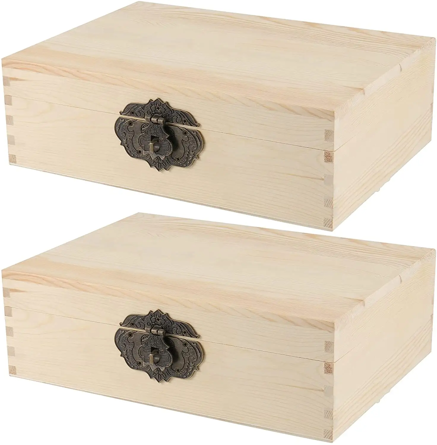 Scatola di legno di bambù Design JUNJI con coperchio incernierato scatola di legno decorativa per la casa