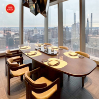 Ensemble de mobilier de restaurant de luxe léger, style nordique moderne, pour cuisine, restaurant, petit bar, avec table et chaises hautes