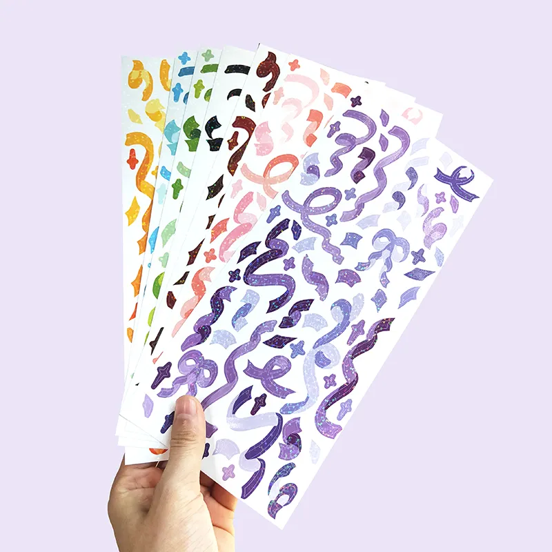 Printed Customise Sheet Vinyl Holographic Glitter Stickers With Sparkle Lamination