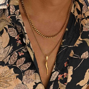 สร้อยคอจี้รูปแตรอิตาลีชุบทอง 18K สแตนเลสสตีล ขายส่ง แฟชั่น จี้รูปพริก - Product Image 3