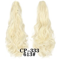 Extensions de queue de cheval synthétique ondulée et bouclée de 24 pouces pour femmes, noires, avec pince à griffe, postiches volumineux en fibre haute température, faciles à poser