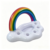 Prix d'usine Fournisseur de matériel de fête gonflable Seau à glace flottant Porte-gobelet flottant Design arc-en-ciel Bar flottant 2-en-1 pour boissons et aliments