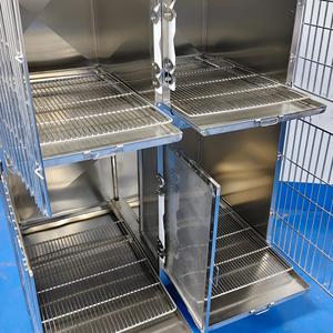 <span class=keywords><strong>Cage</strong></span> modulaire pour chiens à 4 niveaux en acier inoxydable pour clinique, avec roulettes silencieuses et espace intérieur réglable - Product Image 5