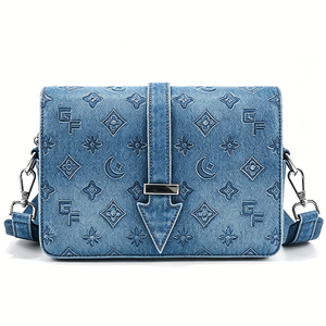Sac bandoulière en jean gaufré personnalisé OEM ODM, vente en gros, mode, fermeture éclair, bouton, commandes en gros, marque privée - Product Image 3