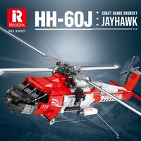 Reobrix 33026 HH-60J Avion de sauvetage Modèle de construction en briques MOC Puzzle Éducatif Jouets de construction d'avions pour garçons Cadeau