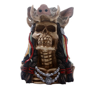 Tusk Tush cerdo cabeza de calavera adorno de escritorio 3D Animal jabalí escultura figuritas artesanías cráneo humano decoración de fiesta de Halloween - Product Image 3