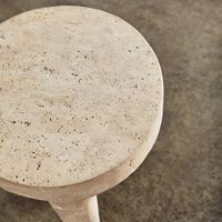 Tabouret d'appoint et table de chevet modernes en pierre naturelle, en marbre travertin massif, imperméables et durables pour salle à manger, salle de bain et villa