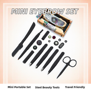 Juego de Depiladores de Cejas Portátiles Mini de 8 Piezas de Acero Inoxidable, Cuchilla Plegable para Cejas, Cepillo Doble para Cejas, Tijeras, Cuidado de Belleza, Maquillaje - Product Image 2