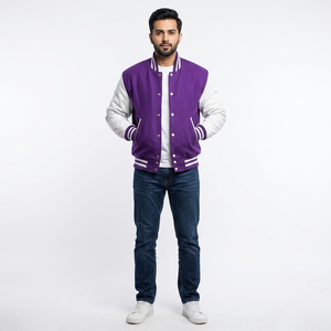 Veste varsity oversize en coton uni de haute qualité pour hommes, légère, design unique, séchage rapide, 100% coton, veste d'hiver - Product Image 1
