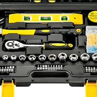 Ensemble d'outils ménagers de 137 pièces, kit d'outils à main en acier au carbone avec étui rigide, tournevis, clé à cliquet, embouts pour réparation